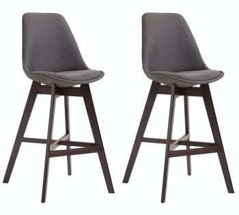 Lot de 2 tabourets de bar en tissu Cappuccino Cannes gris foncé 56x48x112 gris foncé Matière Bois 1