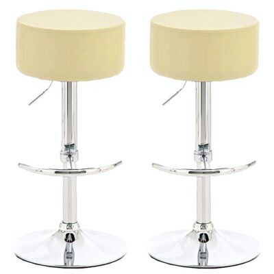 Conjunto de 2 taburetes de bar Viena crema 39x39x77 polipiel crema Metal cromado