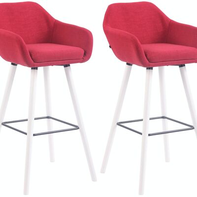 Set of 2 bar stools Adelaide white red 52x51x100 red Material Wood