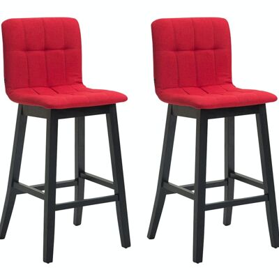 Set of 2 Bregenz bar stools fabric black red 50x47x106 red Material Wood