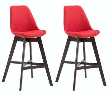 Lot de 2 tabourets de bar en tissu Cappuccino Cannes rouge 56x48x112 rouge Matière Bois 1