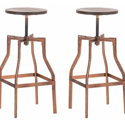 Set of 2 stools Kara copper 36x36x66 copper Wood metal