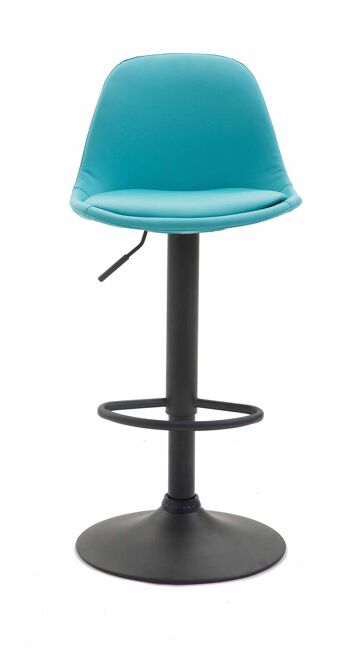 Tabouret de bar Kiel Entièrement rembourré simili cuir noir bleu 43x39x82 métal simili cuir bleu 2