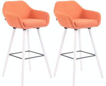 Lot de 2 tabourets de bar Adelaide blanc orange 52x51x100 orange Matière Bois 1