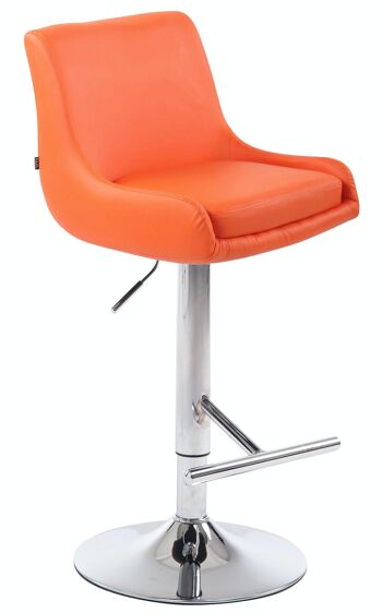 Tabouret de bar club simili cuir orange 50x43x90 métal simili cuir orange 1