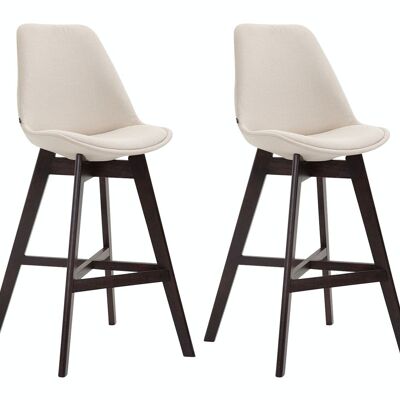 Lot de 2 tabourets de bar en tissu Cappuccino Cannes crème 56x48x112 crème Matière Bois