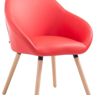 Visitor chair Hamburg imitation leather natura (oak) red 61x64x79 red imitation leather Wood