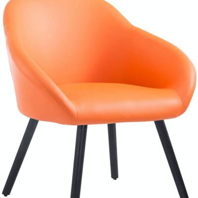 Bezoekersstoel Hamburg imitatieleer zwart (eiken) oranje 61x64x79 oranje kunstleer Hout