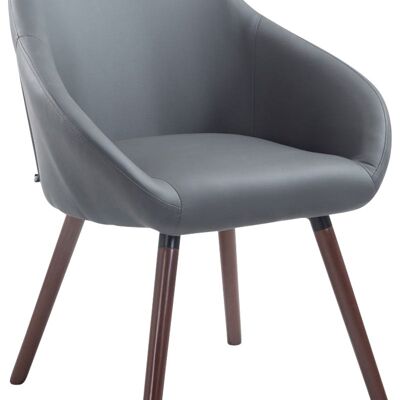 Silla de visita Hamburg simil piel nogal (roble) Gris 61x64x79 Polipiel gris Madera