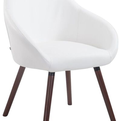 Silla de visita Hamburg simil cuero nogal (roble) blanco 61x64x79 simil cuero blanco Madera