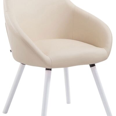 Silla de visita Hamburg simil piel blanco (roble) crema 61x64x79 simil piel crema Madera