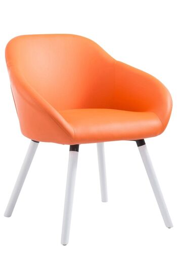 Chaise visiteur Hamburg simili cuir blanc (chêne) orange 61x64x79 simili cuir orange Bois