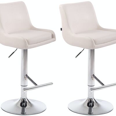 Set of 2 bar stools Club imitation leather chrome white 50x43x90 white leatherette metal