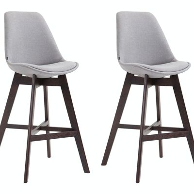 Lot de 2 tabourets de bar en tissu Cappuccino Cannes Gris 56x48x112 Gris Matière Bois