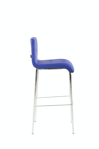 Tabouret de bar cadeau simili cuir carré chrome bleu 45x46x103 simili cuir bleu métal 3