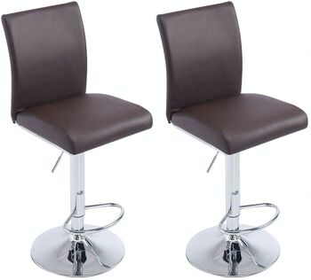 Lot de 2 tabourets de bar Cologne simili cuir marron chrome 47x38,5x94,5 simili cuir marron Métal chromé 1