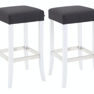 Set of 2 bar stools Venta fabric white black 44x44x79 black Material Wood