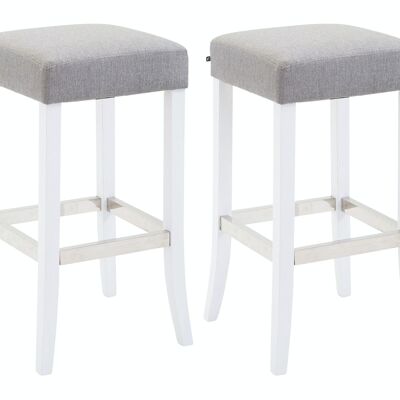 Set of 2 bar stools Venta fabric white Gray 44x44x79 Gray Material Wood