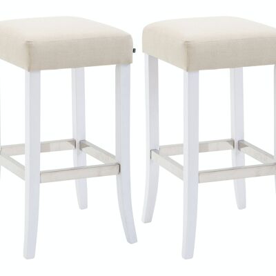 Set of 2 bar stools Venta fabric white cream 44x44x79 cream Material Wood