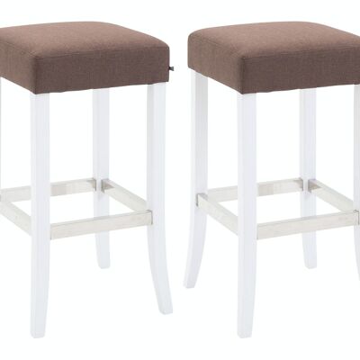 Lot de 2 tabourets de bar Venta tissu blanc marron 44x44x79 marron Matière Bois