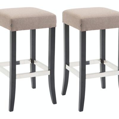 Lot de 2 tabourets de bar Venta tissu noir taupe 44x44x79 taupe Matière Bois