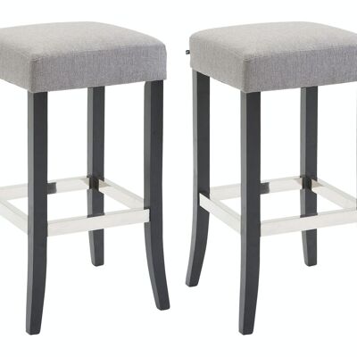 Conjunto de 2 taburetes de bar Venta tejido negro Gris 44x44x79 Gris Material Madera