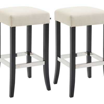 Set of 2 bar stools Venta fabric black cream 44x44x79 cream Material Wood