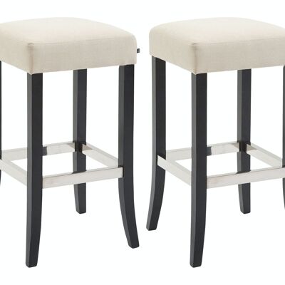 Lot de 2 tabourets de bar Venta tissu noir crème 44x44x79 crème Matière Bois