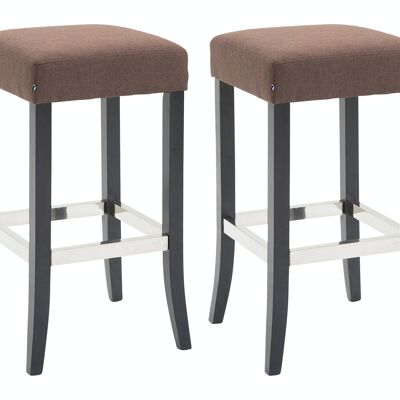 Lot de 2 tabourets de bar Venta tissu noir marron 44x44x79 marron Matière Bois