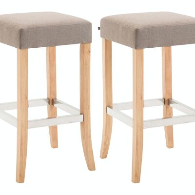 Set of 2 bar stools Venta fabric natural taupe 44x44x79 taupe Material Wood