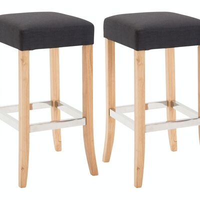 Set of 2 bar stools Venta fabric natural black 44x44x79 black Material Wood