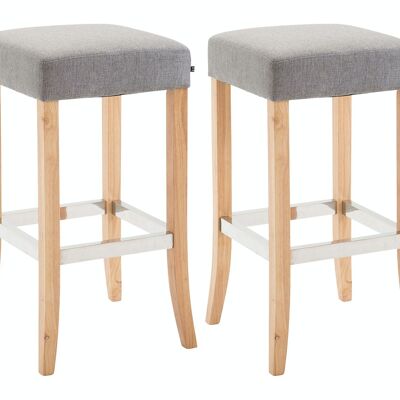 Set of 2 bar stools Venta fabric natural Gray 44x44x79 Gray Material Wood