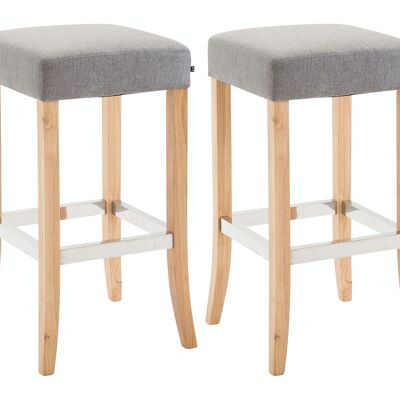 2er Set Barhocker Venta Stoff natur Grau 44x44x79 Grau Material Holz