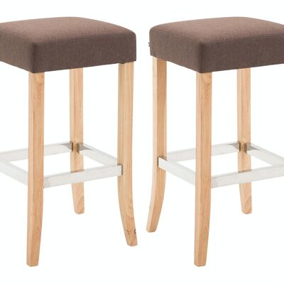 Set of 2 bar stools Venta fabric natural brown 44x44x79 brown Material Wood