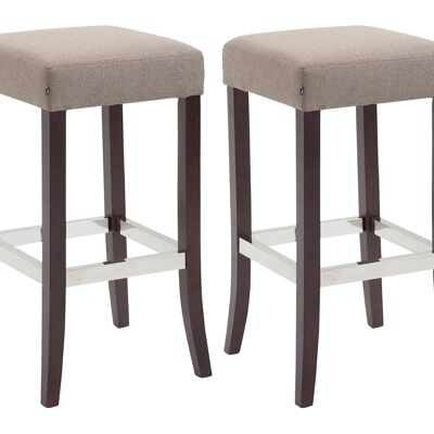 Set of 2 bar stools Venta fabric cappuccino taupe 44x44x79 taupe Material Wood