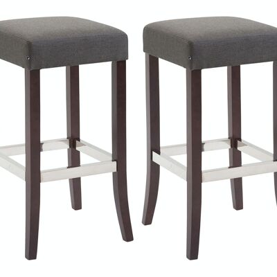 Set di 2 sgabelli da bar Venta tessuto cappuccino grigio scuro 44x44x79 grigio scuro Materiale Legno