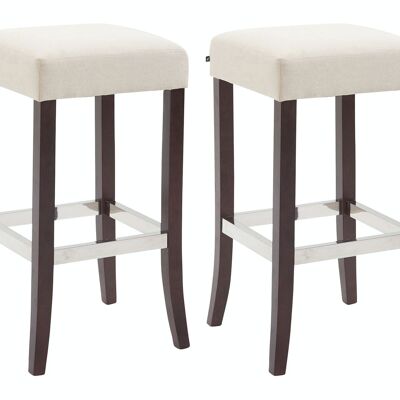 Set of 2 bar stools Venta fabric cappuccino cream 44x44x79 cream Material Wood