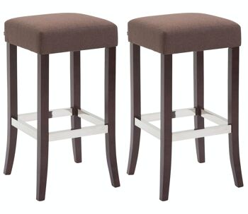 Lot de 2 tabourets de bar Venta tissu cappuccino marron 44x44x79 marron Matière Bois 1