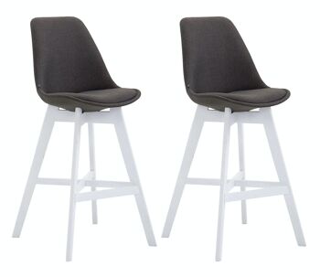 Lot de 2 tabourets de bar Cannes tissu blanc gris foncé 56x48x112 gris foncé Matière Bois 1