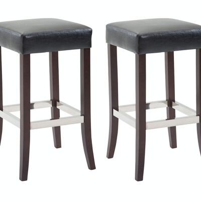 Set of 2 bar stools Venta imitation leather cappuccino black 44x44x79 black imitation leather Wood