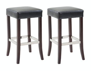 Lot de 2 tabourets de bar Venta simili cuir cappuccino noir 44x44x79 simili cuir noir Bois 1