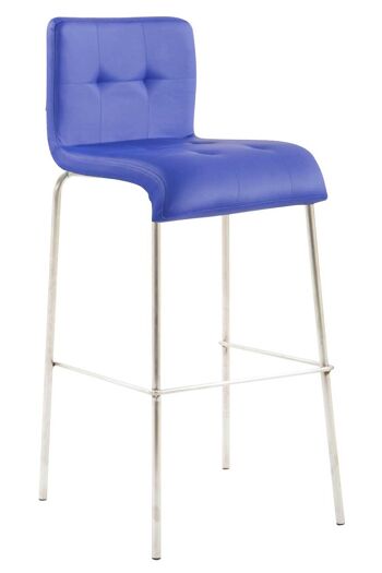 Tabouret de bar cadeau simili cuir rond acier inoxydable bleu 45x46x103 simili cuir bleu métal 1