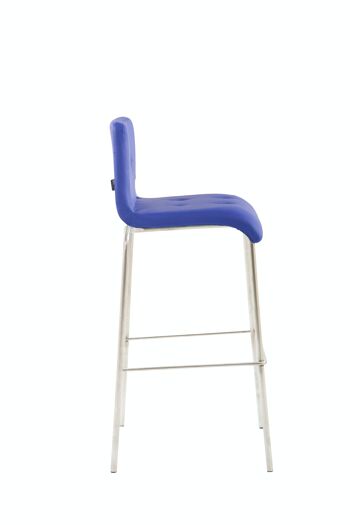 Tabouret de bar cadeau simili cuir rond acier inoxydable bleu 45x46x103 simili cuir bleu métal 3