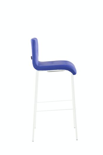 Tabouret de bar Kado simili cuir rond blanc bleu 45x46x103 simili cuir bleu métal 3