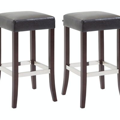 Set of 2 bar stools Venta imitation leather cappuccino brown 44x44x79 brown imitation leather Wood