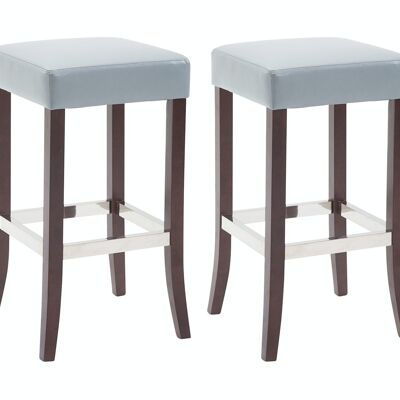 Set of 2 bar stools Venta imitation leather cappuccino Gray 44x44x79 Gray leatherette Wood