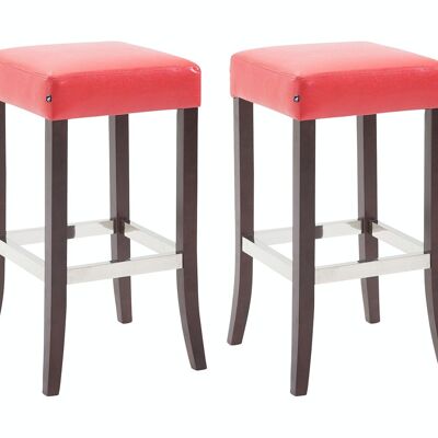 Set of 2 bar stools Venta imitation leather cappuccino red 44x44x79 red imitation leather Wood