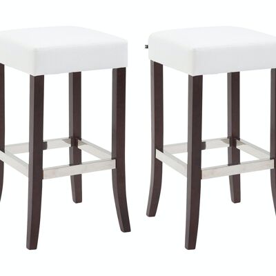 Set of 2 bar stools Venta imitation leather cappuccino white 44x44x79 white imitation leather Wood