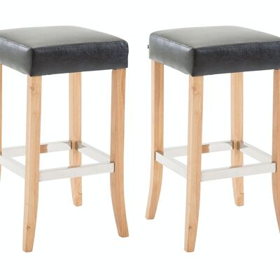 Set of 2 bar stools Venta imitation leather natural black 44x44x79 black imitation leather Wood