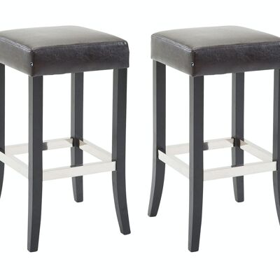 Set of 2 bar stools Venta imitation leather black brown 44x44x79 brown imitation leather Wood